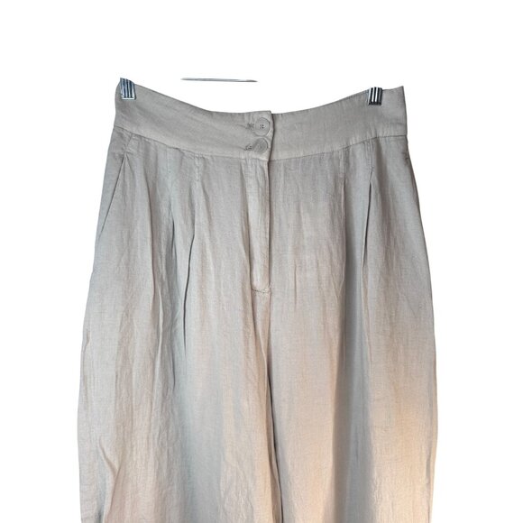 2/$30 NWT ZARA Medium Pale Gray Linen-Blend Wide-Leg Trousers High Waisted - Picture 5 of 14